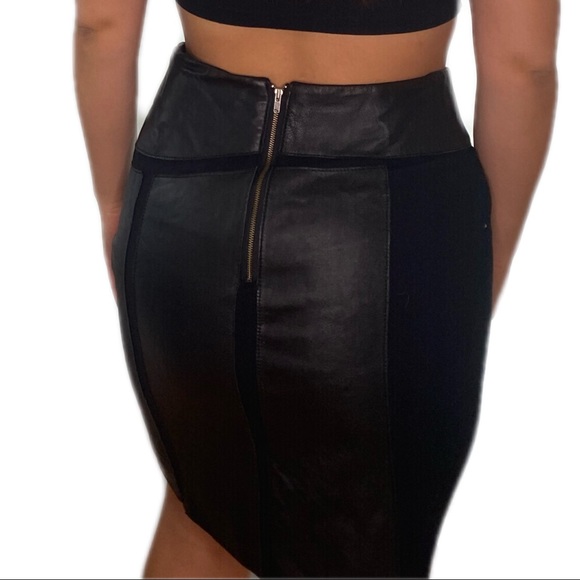 🎊2FOR45 Asymmetric Leather panel middi skirt size 8 - Picture 5 of 7